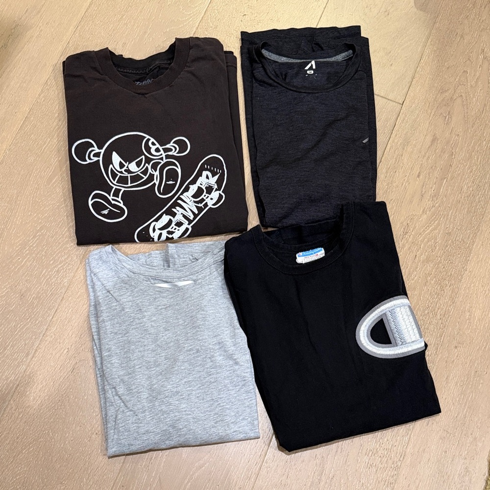 Zara Men's Black, Charcoal & Light Gray Short Sleeve Tee Pack